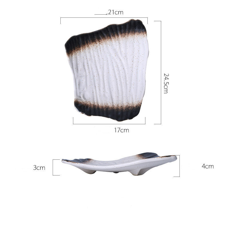 Elegante Porseleinen Serveerschaal Met Organische Vorm