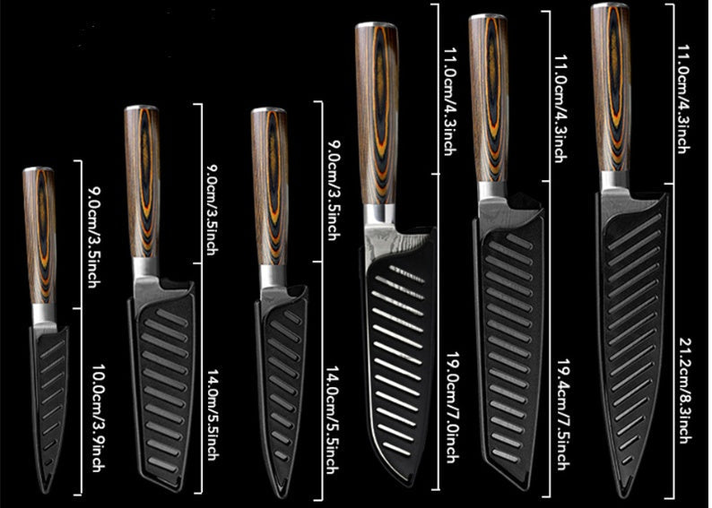 6-Delige Damascus Stijl Messenset – Roestvrij Staal