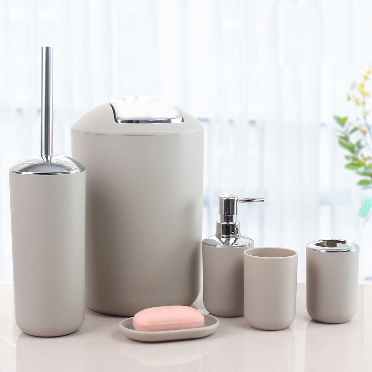 Minimalistische 6-Delige Badkamerset