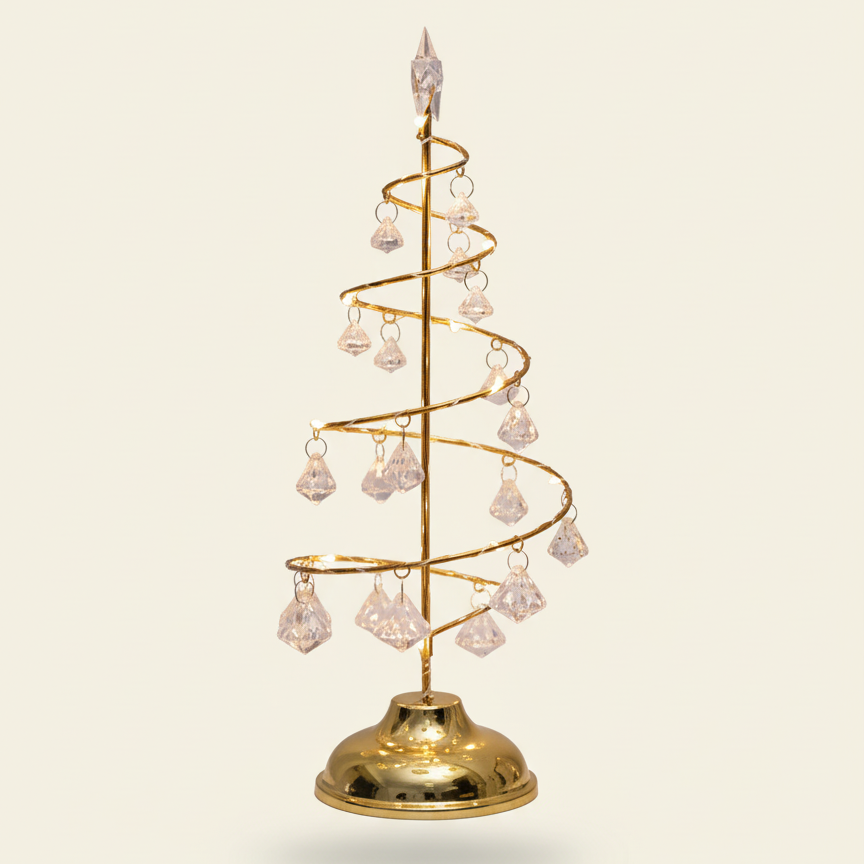 Kristallen Kerstboom Tafellamp Met LED Licht