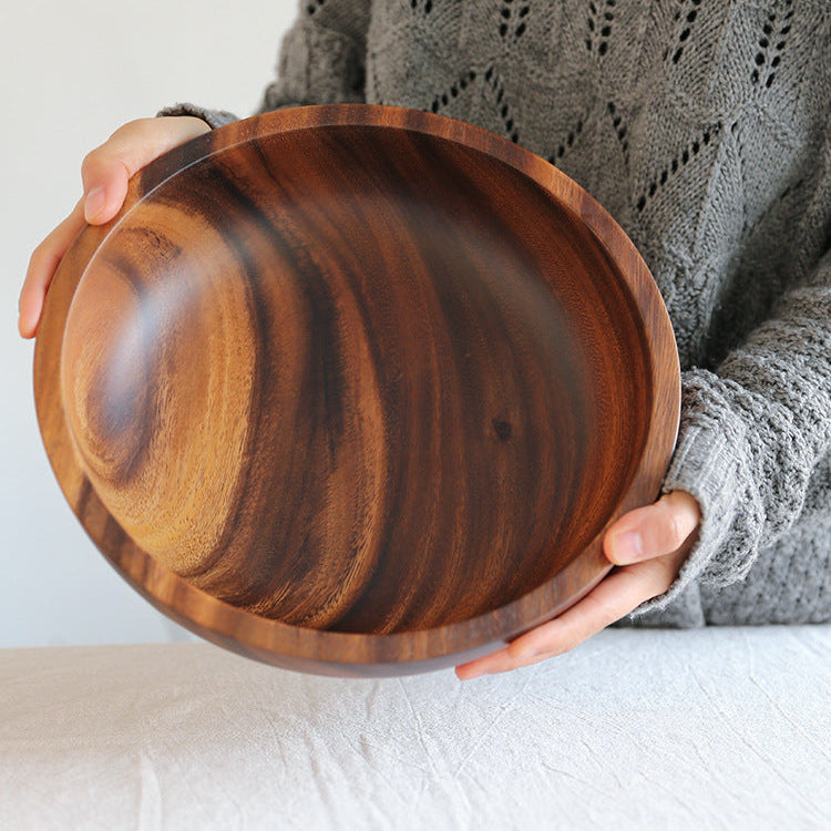 Natuurlijke Houten Schaal – Japandi Fruitschaal & Salade Bowl
