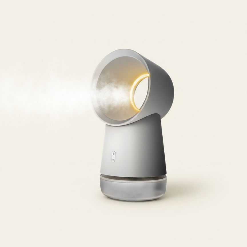 Bladloze Ventilator Met Bevochtigingsfunctie