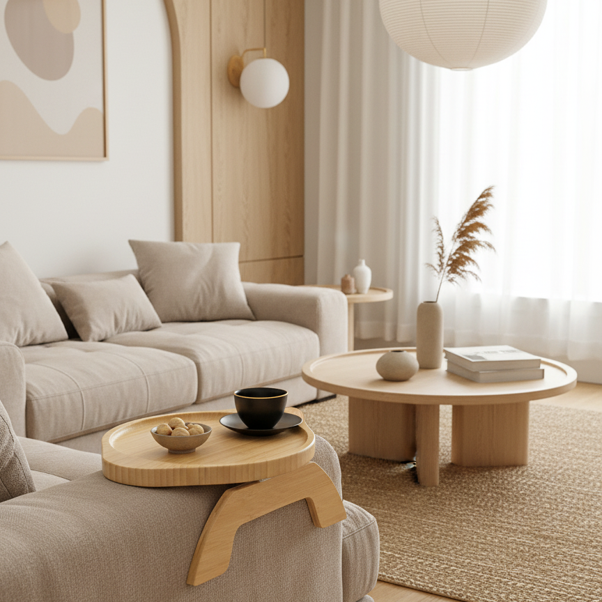 Bamboe Sofa Tray Met Inklapbare Poten