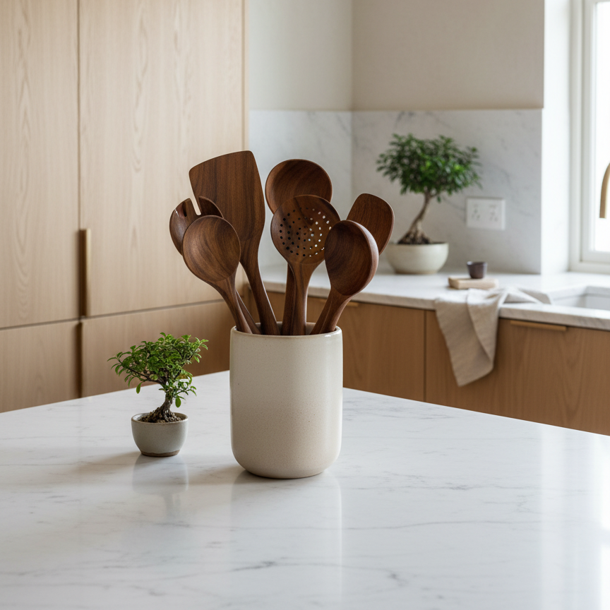 Teakhouten Keukentoolset