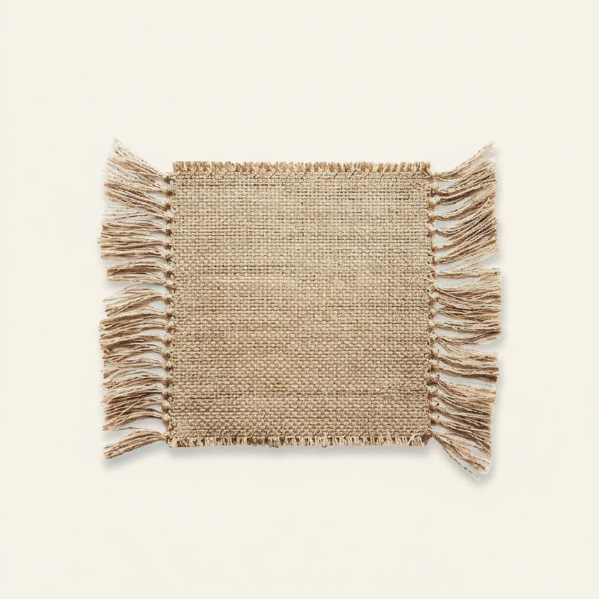 Handgemaakte Jute Tafelloper & Onderlegger