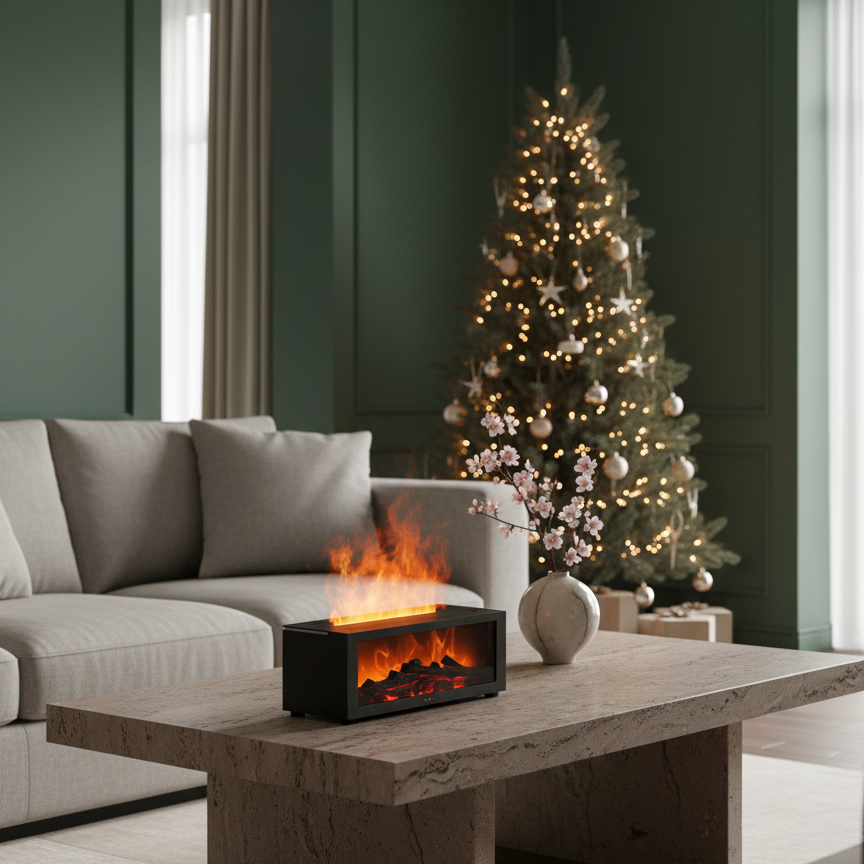 Flame Aroma Diffuser – Warme Sfeerverlichting & Essentiële Olie Vernevelaar