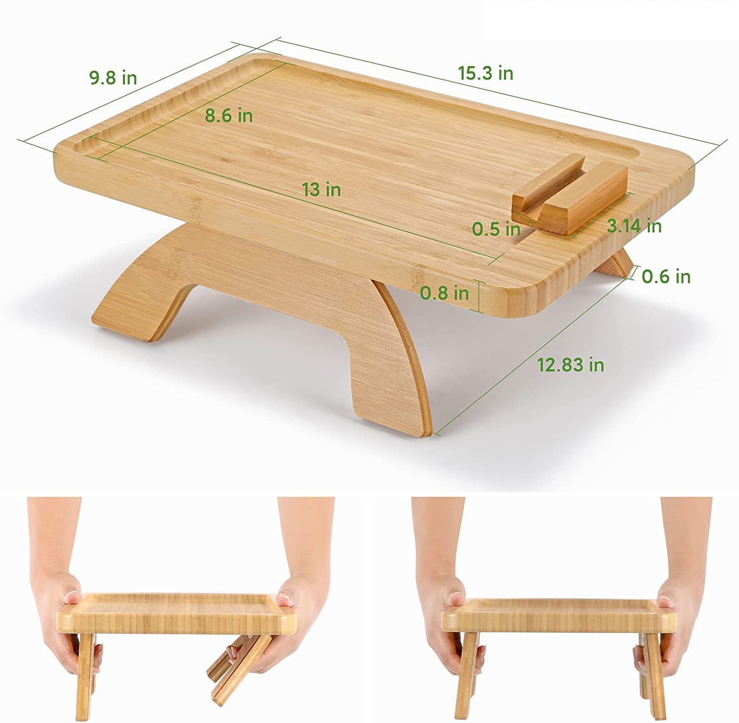 Bamboe Sofa Tray Met Inklapbare Poten