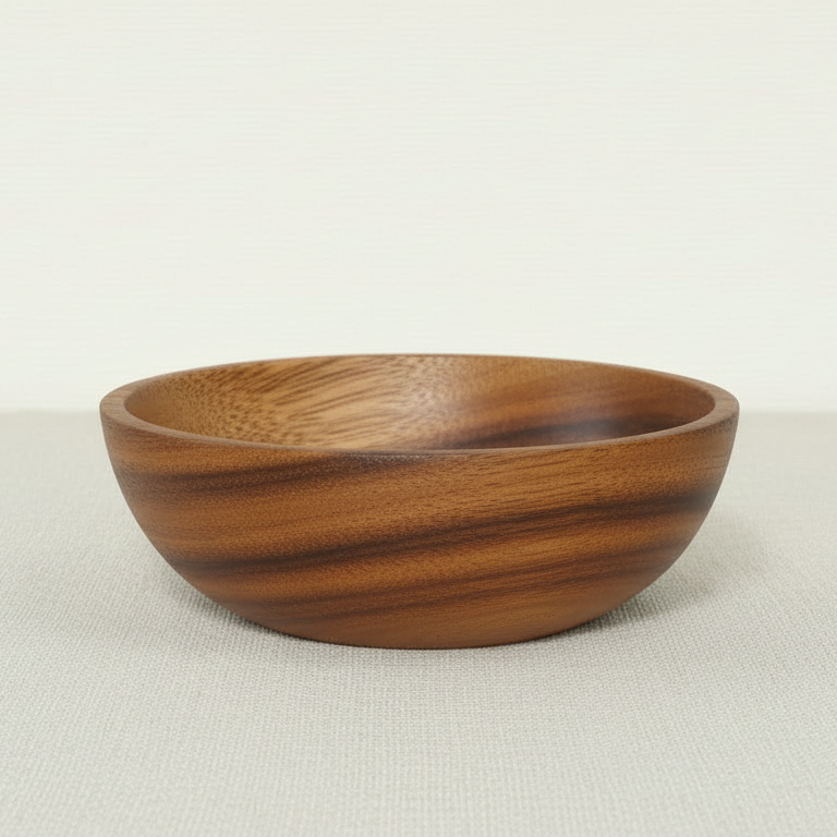 Natuurlijke Houten Schaal – Japandi Fruitschaal & Salade Bowl