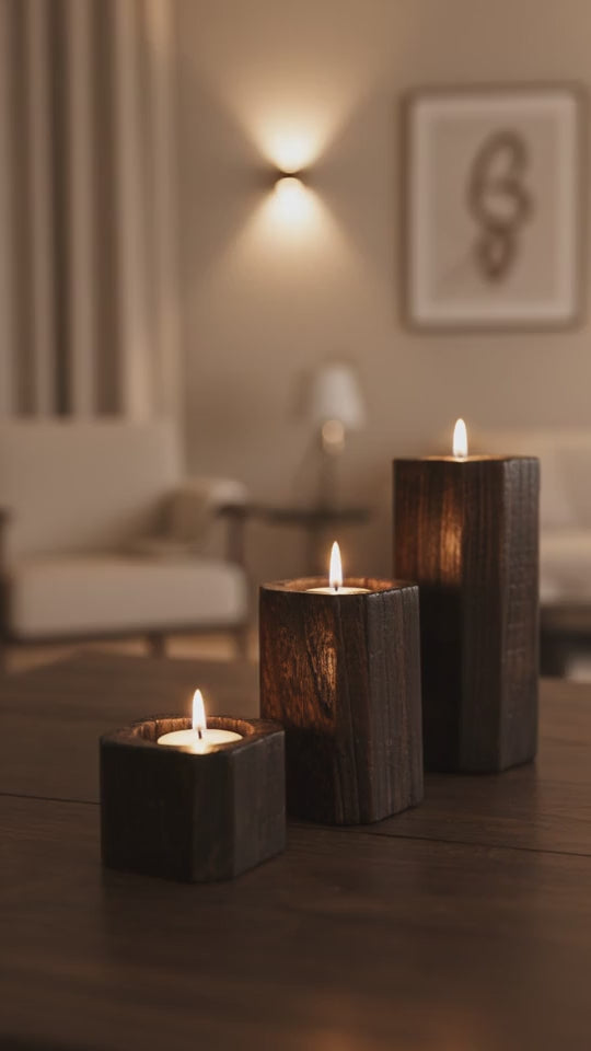 Massief Houten Kaarshouder Uniek & Tijdloos Design