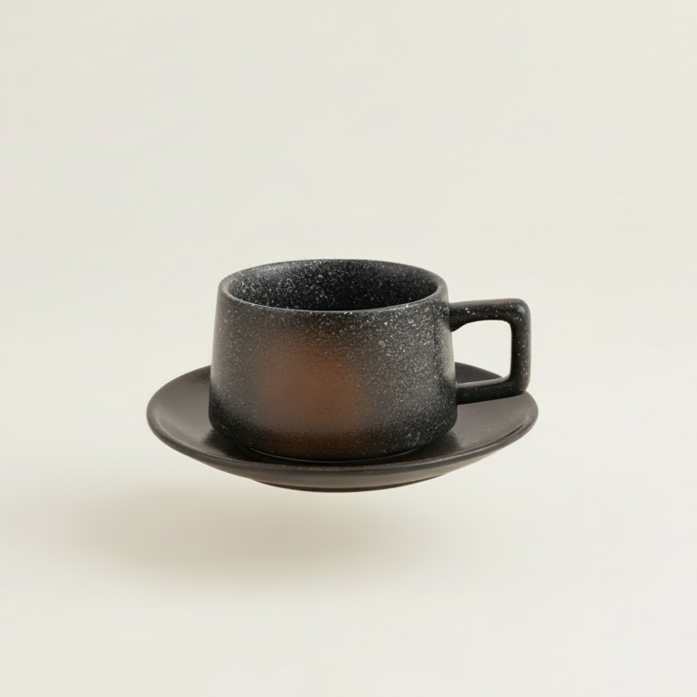 Japandi Keramische Theekop & Schotel Set